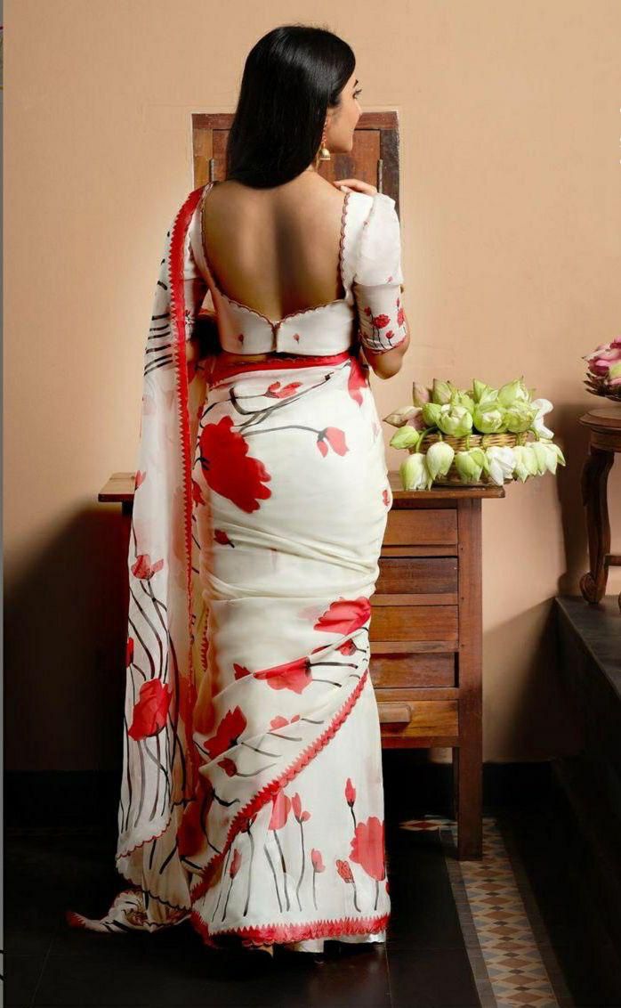 Mg286 Plain Linen Digital Print Designer Saree Catalog